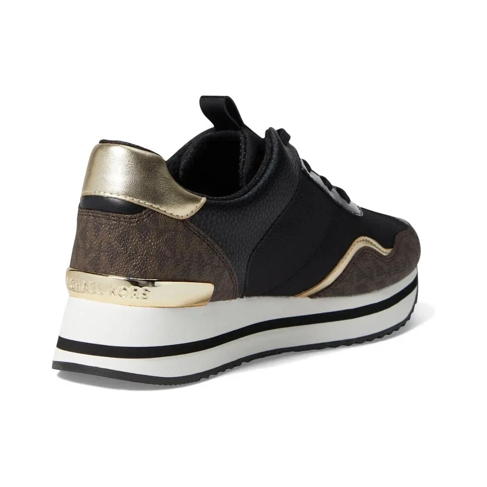 Michael Kors Women's Raina Lace-Up Athletic Shoes Trainer Logo Black NIB SZ 9
